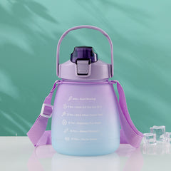 1300ml Motivational Water Bottle with Time Marker & Strap