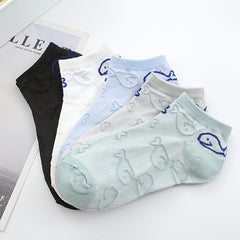 5 Pairs Comfy Textured Ankle Socks Solid Ankle Sock Pack Women's Stockings