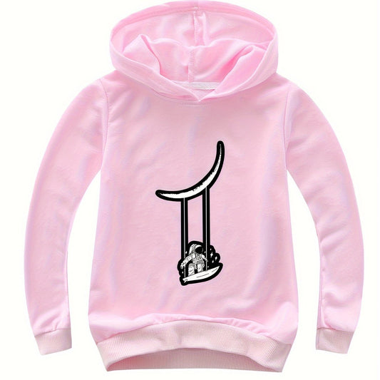 Astronaut Pattern V Neck Long Sleeve Sweatshirt For Girls Kids