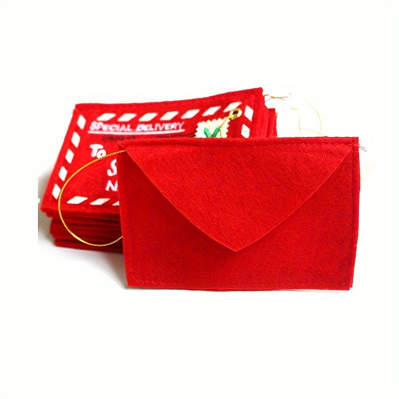 10pcs Christmas Envelope Pendant Candy Card Bag Tree Decoration