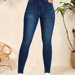 Water Ripple Embossed High Waist Skinny Jeans Women's Denim