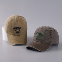 Men's Washed Denim Baseball Cap with Embroidery Letter