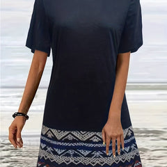 Tribal Striped Crew Neck Summer Dress