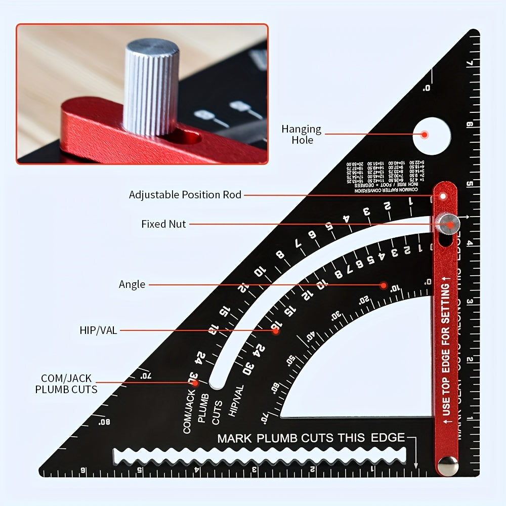 Aluminum Alloy Triangle Angle Protractor & Speed Square Measuring Ruler