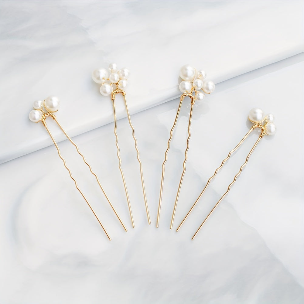 3PCS PACK Bridal Jewelry Hairpin Pearl U shaped Hairpin Bridesmaid Wedding Dress