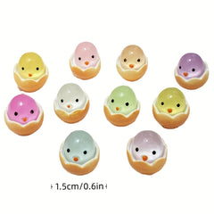 56pcs DIY Mini Eggshell Chicks Glow-in-the-Dark Resin Mini Toys