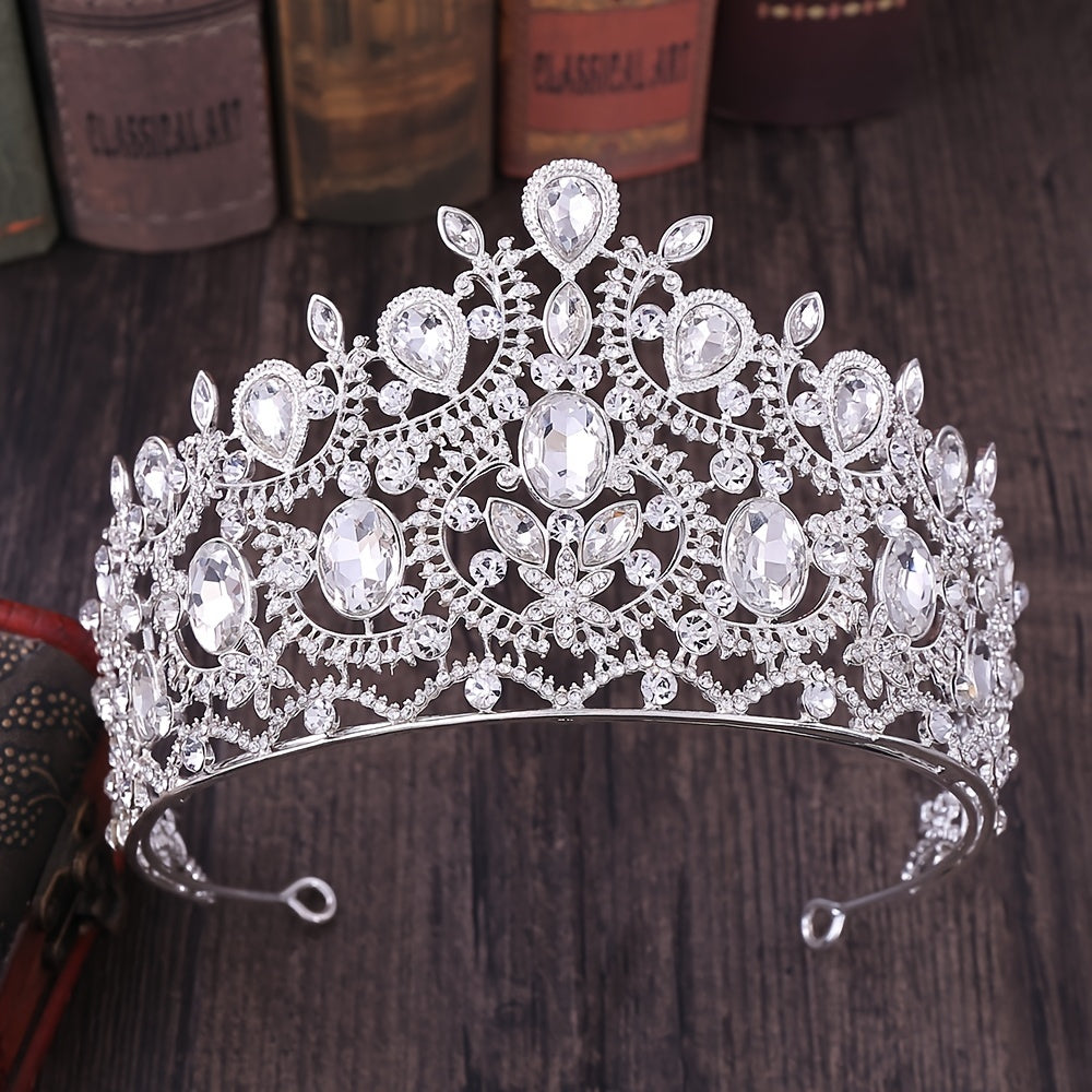 Baroque Large Tiara Leaf Decor Crown Hair Accessories