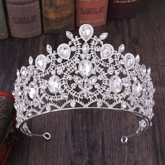 Baroque Large Tiara Leaf Decor Crown Hair Accessories
