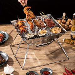 Portable Square BBQ Grill for Camping Picnic Stainless Steel High Temp Resistant