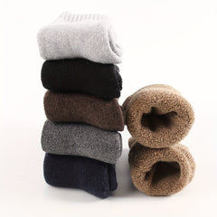 Thick Cotton Wool Mid-calf Socks with Wool Loops for Warmth