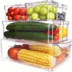 10pcs Stackable Fridge Bins with Lids for Fresh Food Storage