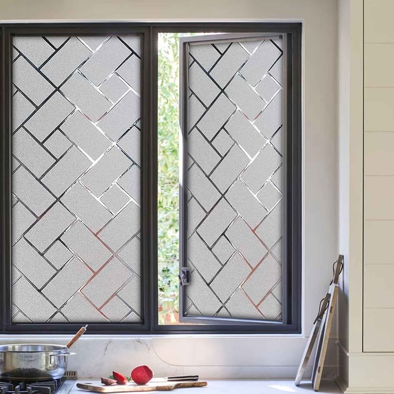 Geometric Pattern Glass Privacy Film for Home Decor