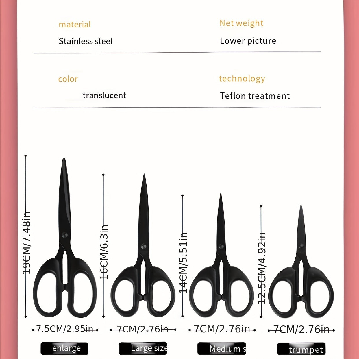 Stainless Steel Office Scissors Teflon Coated Anti Rust Anti Stick Scissors