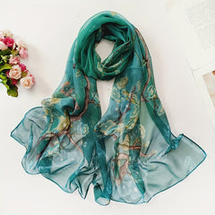 Soft Chiffon Scarf Breathable Printed Shawl Wrap Travel Sunscreen Scarf