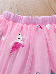 2pc Toddler Girls Unicorn Bow Top & Tutu Skirt Set For Party Kids Summer Clothes