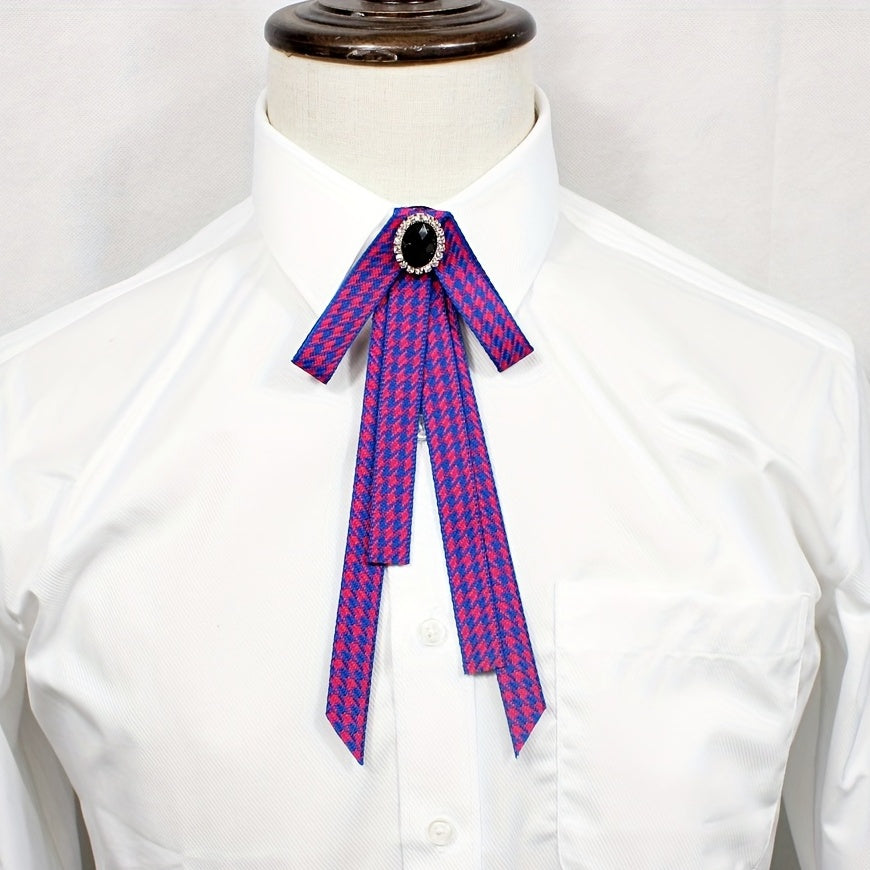 Houndstooth Ribbon Pre-tied Bow Tie Classic Necktie