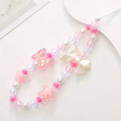 Strawberry Beaded Phone Chain Key Ring Lanyard Strap