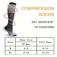 5 Pairs 15-20mmHg Striped Compression Socks for Men and Women