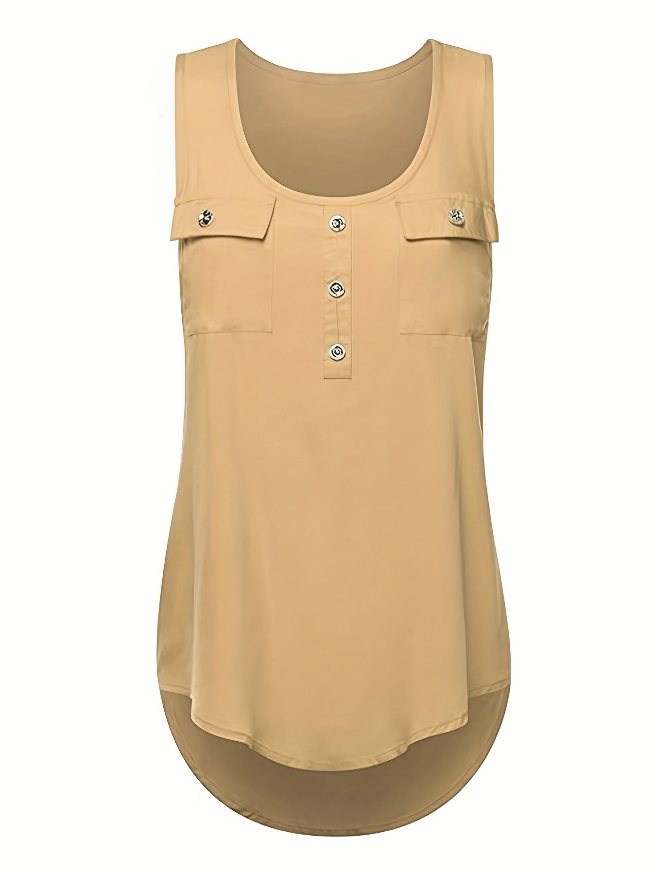 Sleeveless Solid Crew Neck Casual Tank Top Women's Clothing