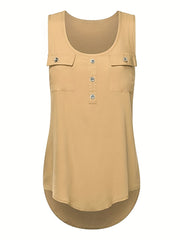 Sleeveless Solid Crew Neck Casual Tank Top Women's Clothing