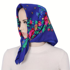 Boho Flower Print Bandana Square Scarf Vintage Hijab Turban Neckerchief