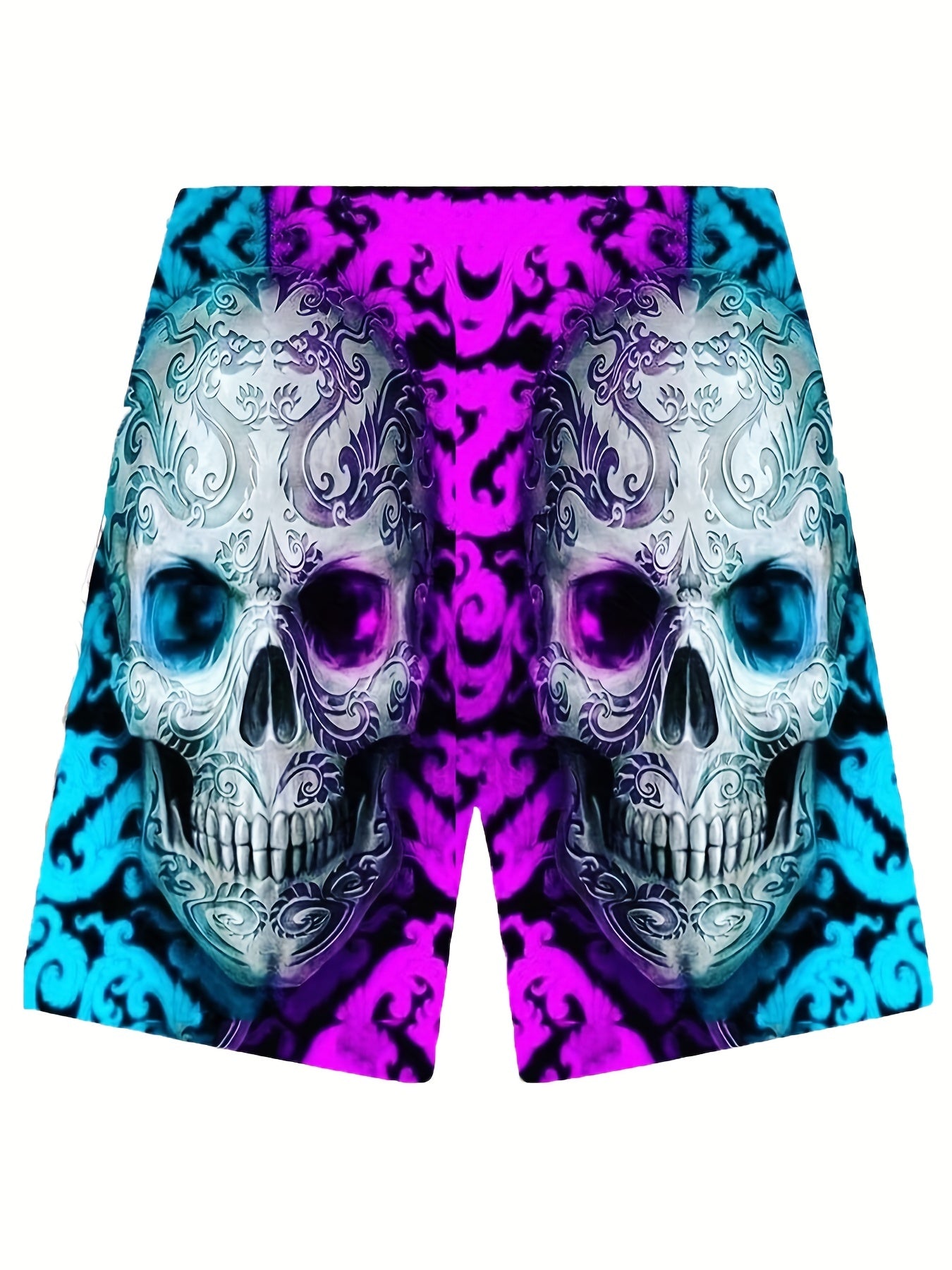 Men's 3D Skull Graphic Cotton Shorts Comfy Stretchy Short Pants