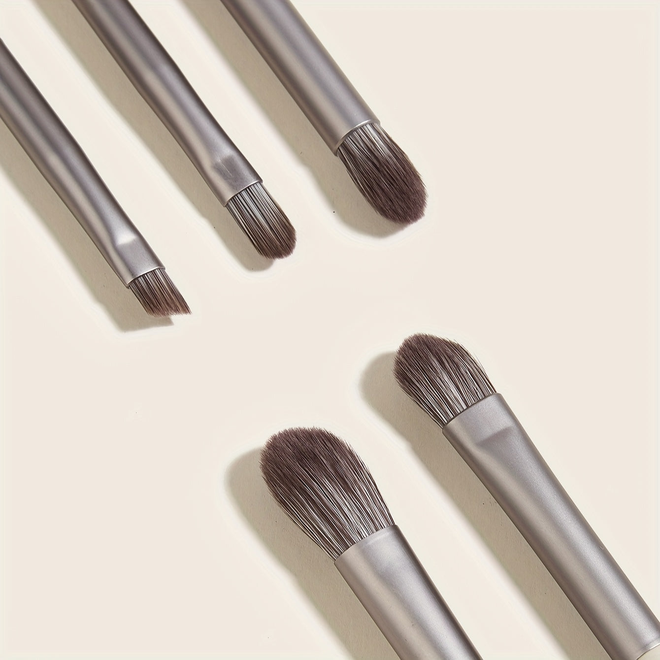 5pcs Eye Blender Brush Kit Gray Synthetic Soft Bristle Wooden Handle