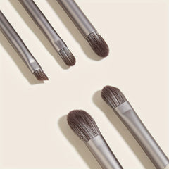 5pcs Eye Blender Brush Kit Gray Synthetic Soft Bristle Wooden Handle