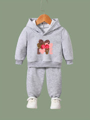 Love Pattern Long Sleeve Hooded Sweatshirt Girls Comfy Hoodies