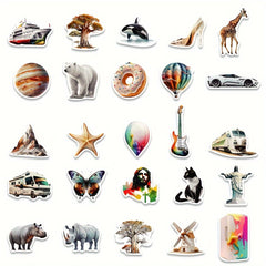 50pcs Animal Series Stickers for Laptop Waterproof DIY Water Cup Desktop