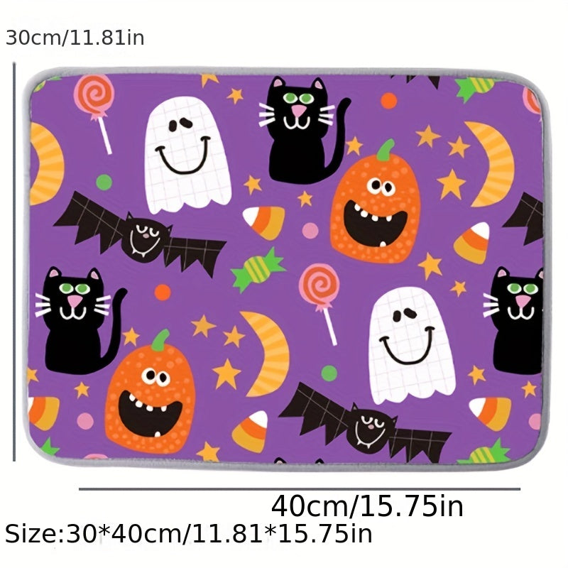 Halloween Ghost Decoration Pattern Drain Pad Kitchen Absorbent Dish Drying Mat