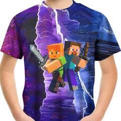 Kids 3D Print Casual T-shirt Building My World Top