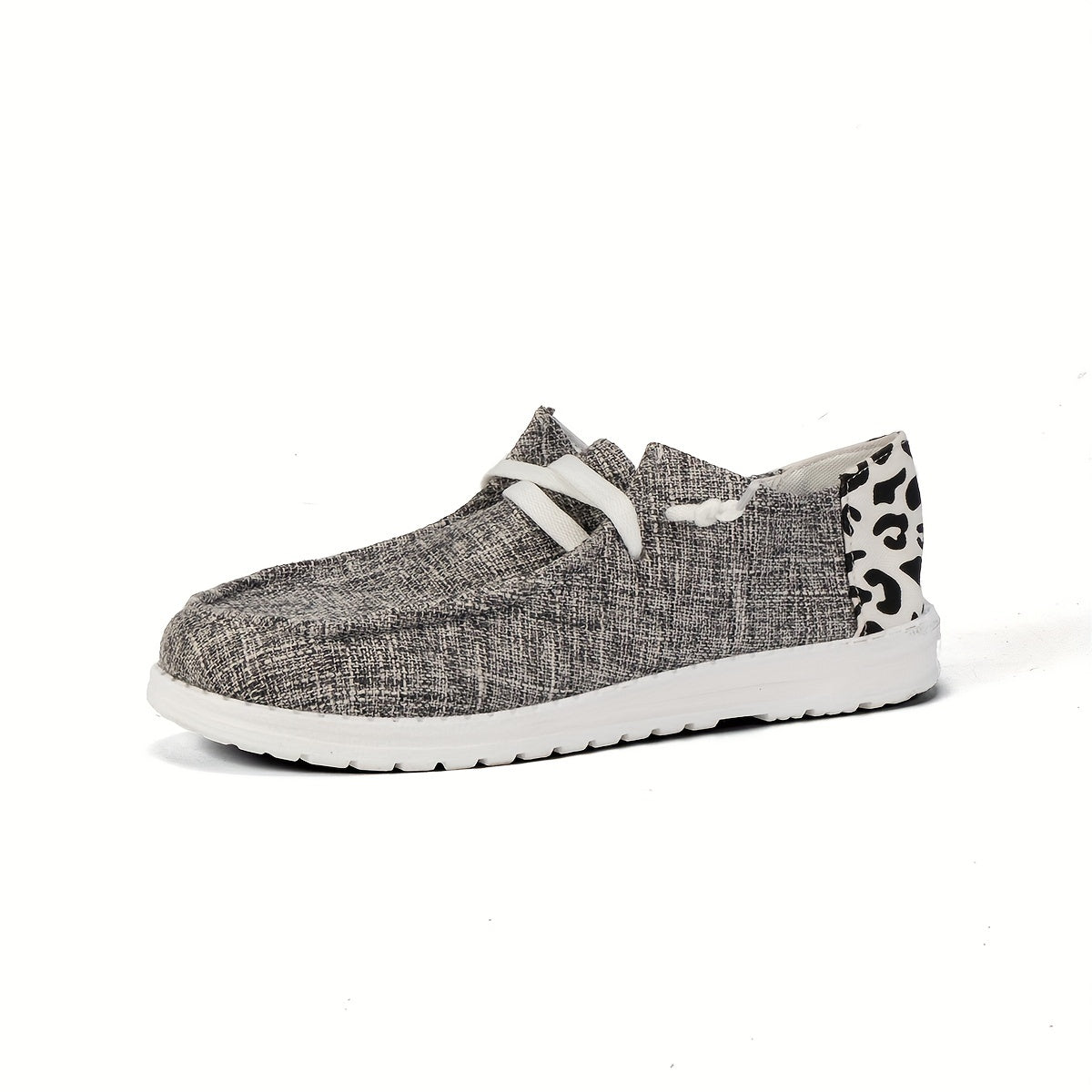 Leopard Printed Canvas Lace Up Low Top Sneakers