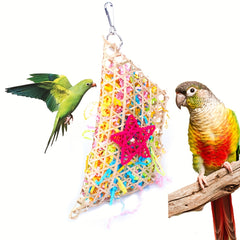 Colorful Parrot Bird Toys Bamboo Woven Paper Hanging Toys