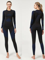 2Pcs Thermal Underwear Set Long Sleeve Round Neck Base Layer Top & Leggings
