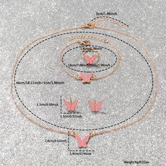 6pcs Pink Quartz Watch & Butterfly Accessory Set