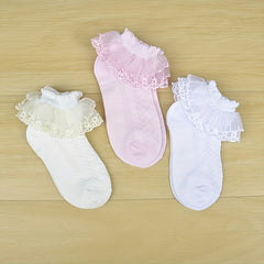 Girls Kids Lace Ruffle Cotton Princess Socks Ankle Socks