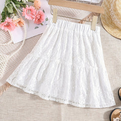 Girls Lace Layered Skirts for Party - Elastic Waist - Summer
