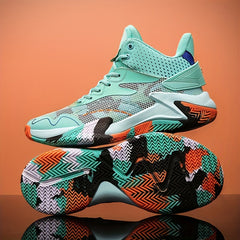 Men's High Top Bball Shoes Comfy Non Slip Lace Up Sneakers