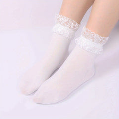 Lace Trim Socks Mid Tube Women's Stockings Hosiery