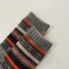 10 Pairs Striped Warm Crew Socks for Autumn Winter