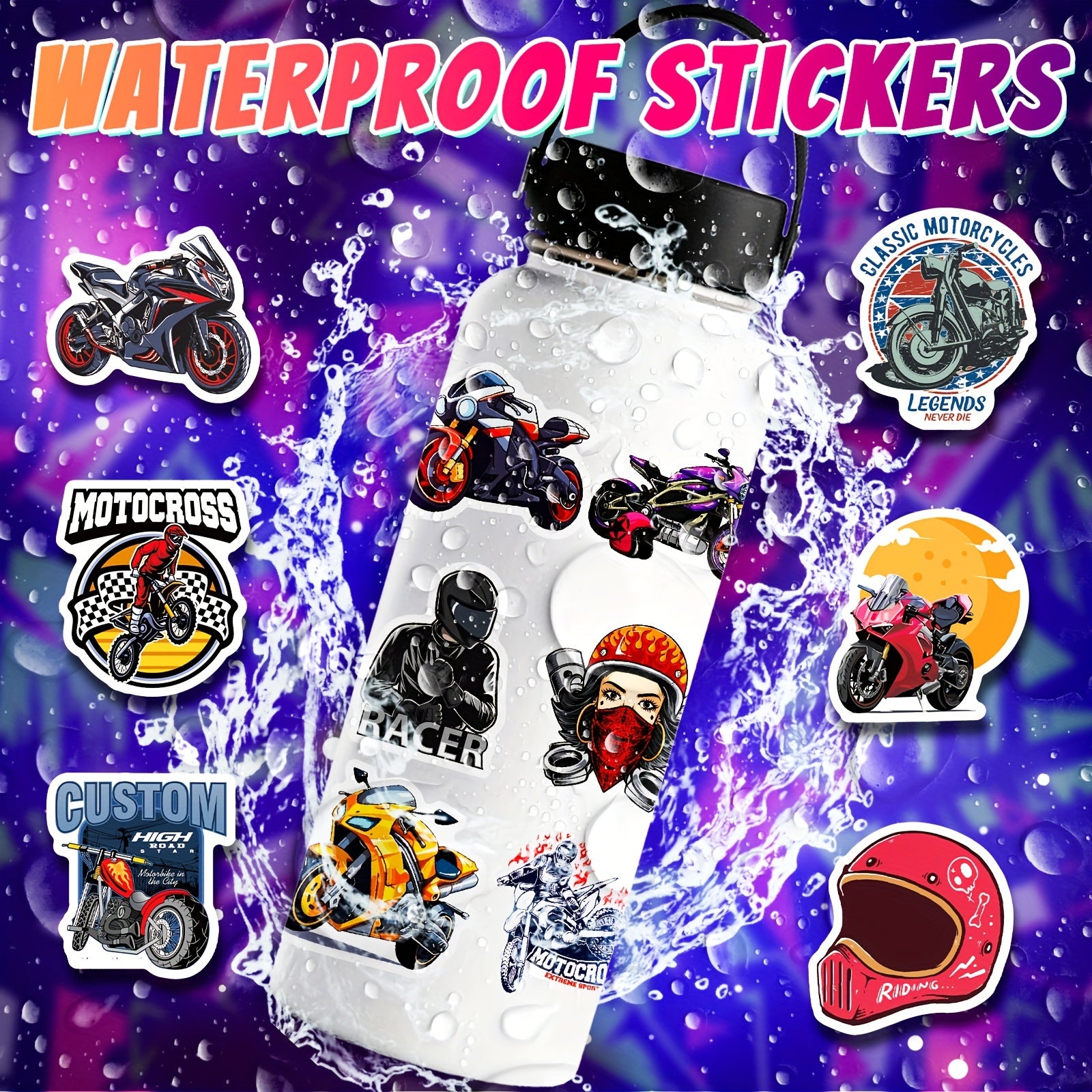 50pcs Motorcycle Club Stickers Waterproof Stickers For Kids Teens Adults