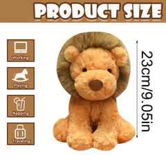 9" Lion Plush Stuffed Animal Realistic Light Brown & Green Lion Toy