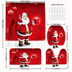 Santa Claus Christmas Bathroom Set with Shower Curtain and Rug