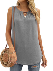Casual Keyhole Tank Top Sleeveless Summer Tank