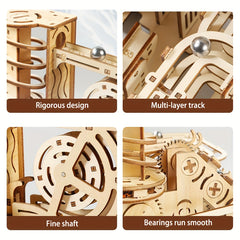 Educational Wooden Marble Runway Toy Mechanical Gear Set Brain Teaser