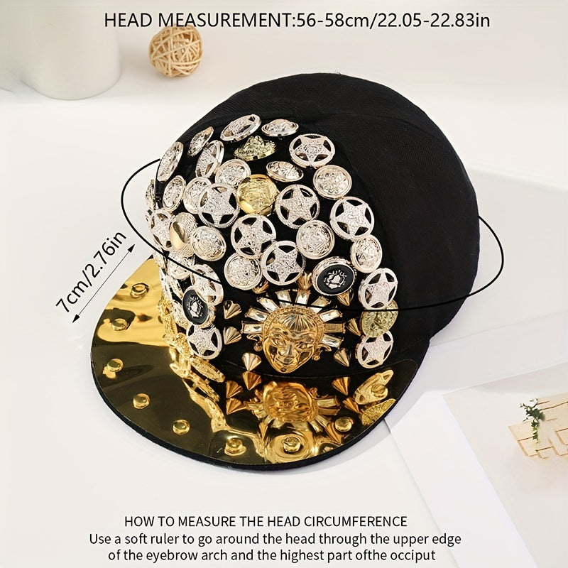 Rivet Head Pentagram Snapback Hat Hip Hop Adjustable Baseball Cap Unisex