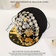 Rivet Head Pentagram Snapback Hat Hip Hop Adjustable Baseball Cap Unisex