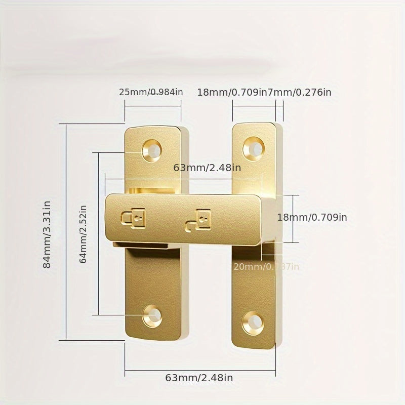 Anti-Theft Sliding Door Latch No Punch Bathroom Bedroom Office Accessory