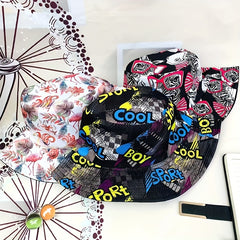 Letter Glasses Graffiti Foldable Bucket Hat for Men Women